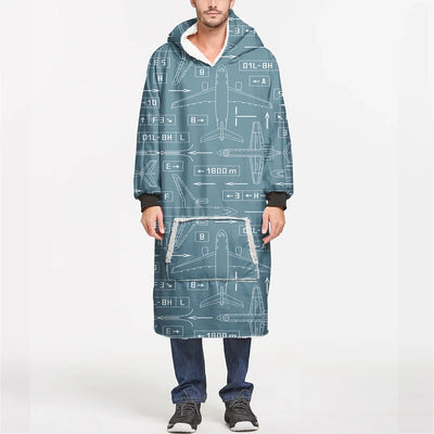 Jet Planes & Airport aviation design on soft fleece blanket hoodie.