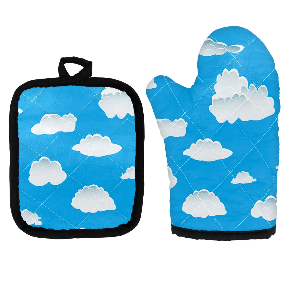 Amazing Clouds Kitchen Glove & Holder aviation design on durable fabric with insulated lining kitchen glove holder.