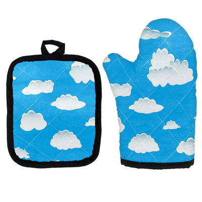 Amazing Clouds Kitchen Glove & Holder aviation design on durable fabric with insulated lining kitchen glove holder.