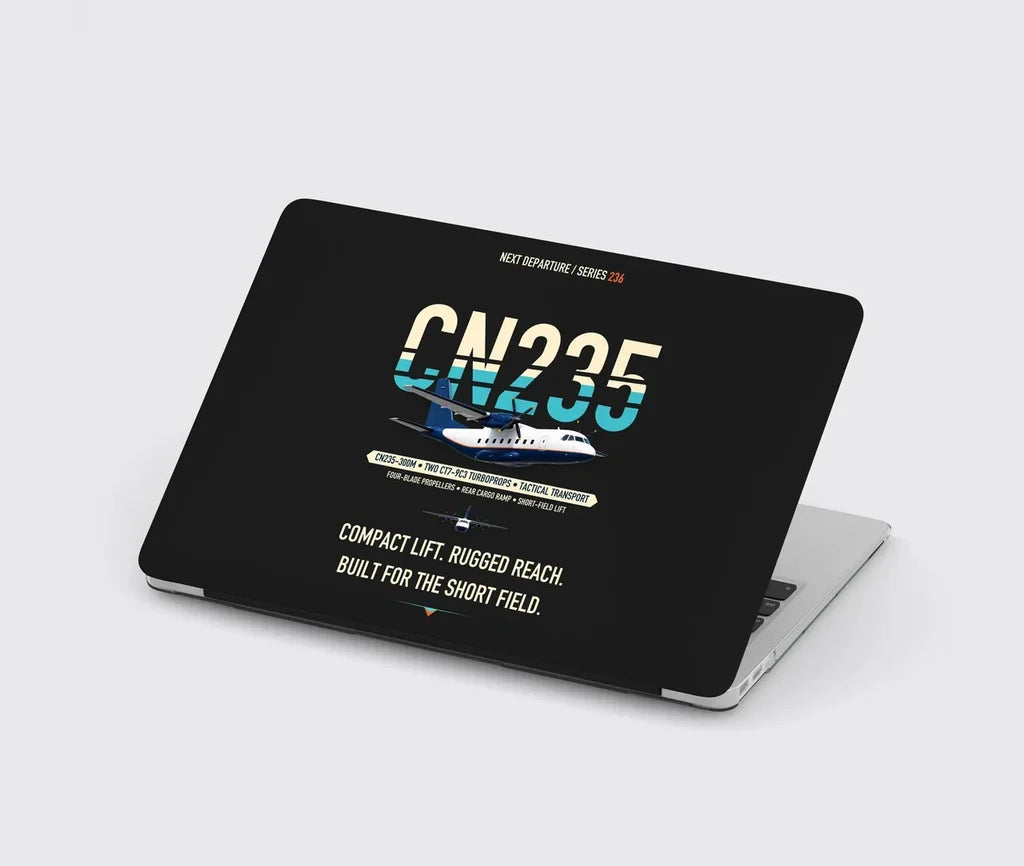 Airbus CN235-300M design on black MacBook case
