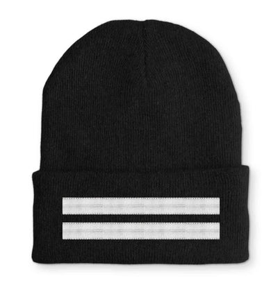 Pilot Epaulette (Silver) 2 Lines Embroidered aviation embroidery on soft knit fabric beanie.