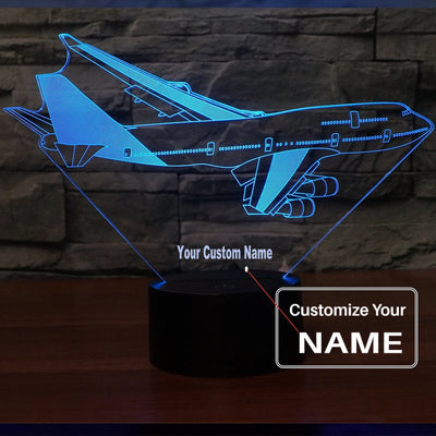 Turning Boeing 747 aviation themed 3D night lamp, premium acrylic with LED.
