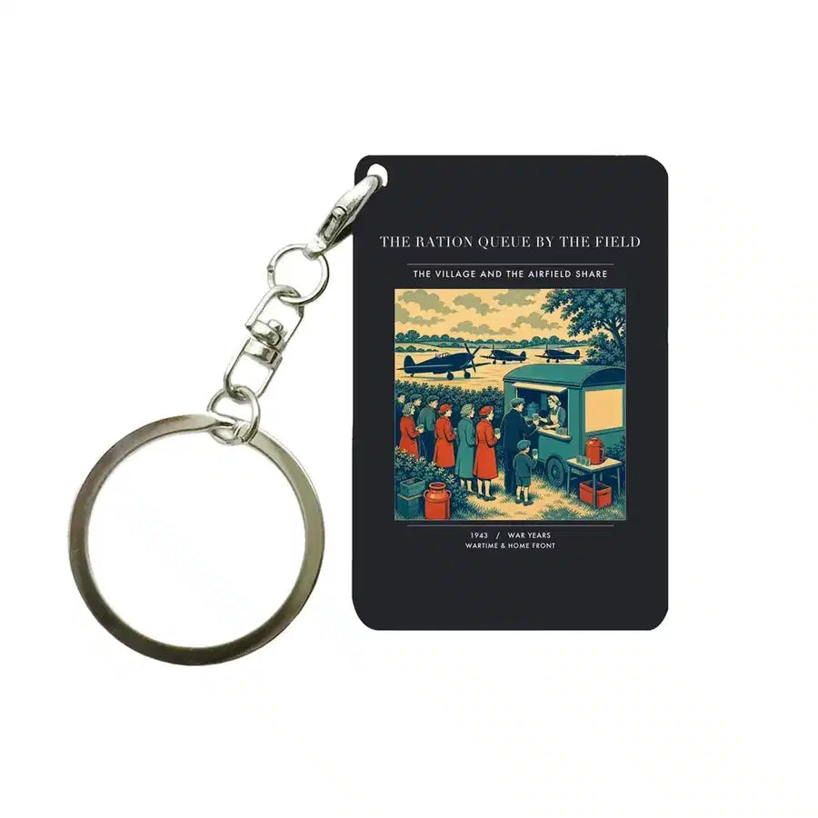 VINTAGE G4522 - The Ration Queue By The Field - Designed Key Chain design on black