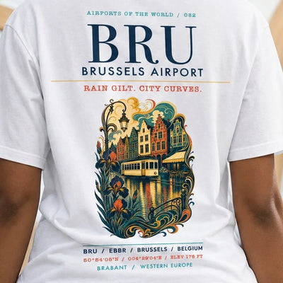 Brussels Airport BRU double-side t-shirt design cover