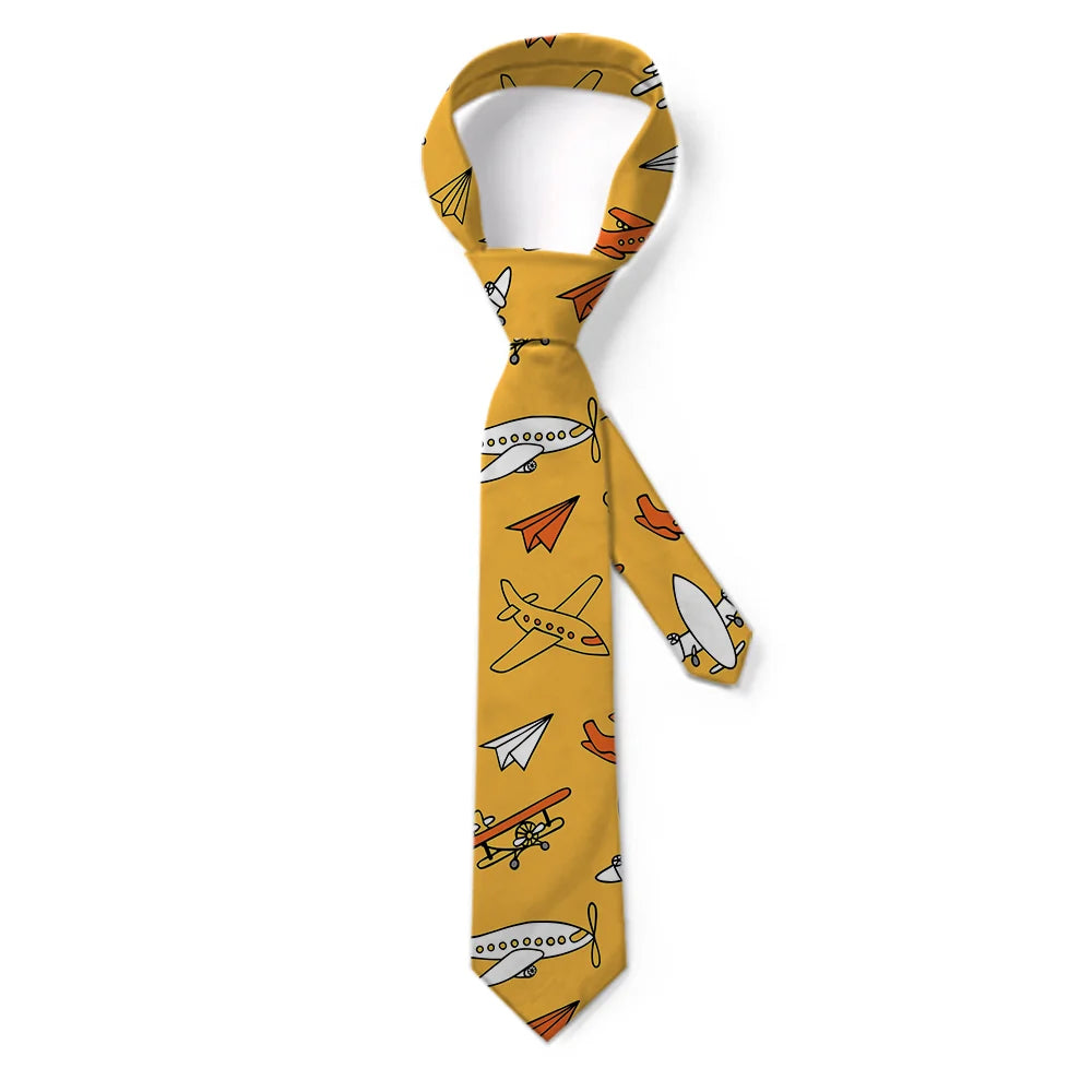 Super Drawings of Airplanes aviation design on premium silk blend tie.