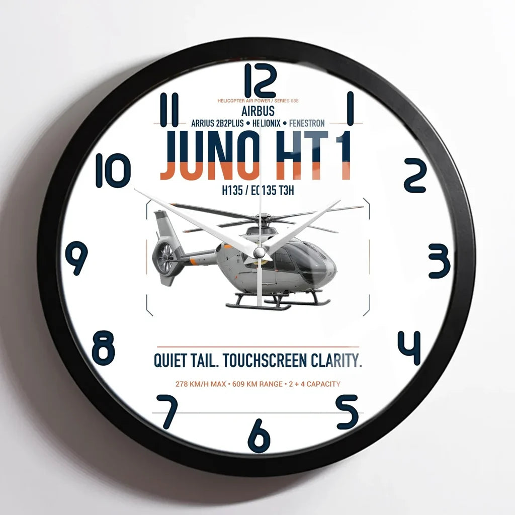 Airbus H135 Juno HT1 design on white framed wall clock
