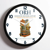 Thumbnail for Worcester Regional Airport (ORH) design on white framed wall clock