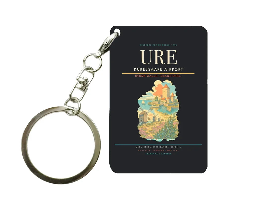 Kuressaare Airport (URE) design on black key chain