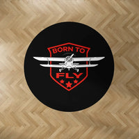 Thumbnail for Born To Fly Carpet & Floor Mats (Round) aviation design on durable carpet pile with non-slip backing round carpet floor mat.
