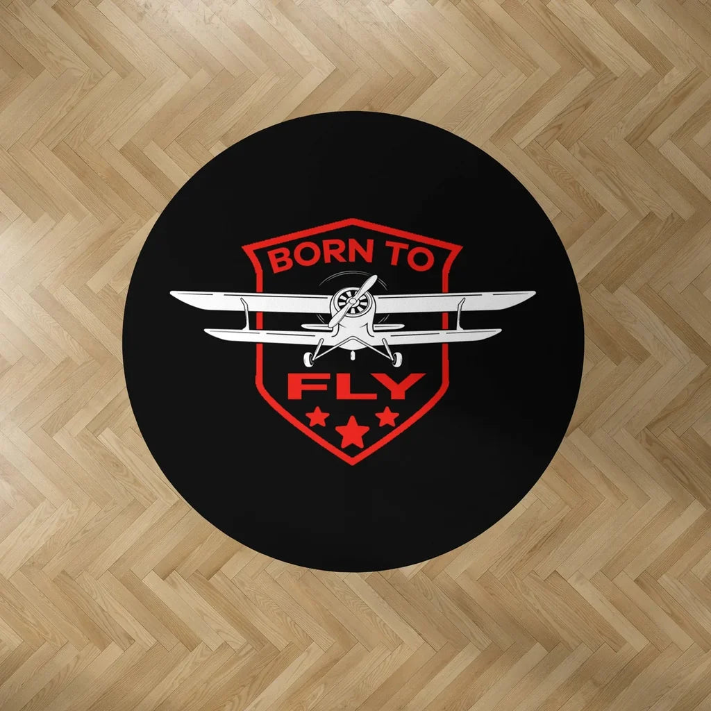Born To Fly Carpet & Floor Mats (Round) aviation design on durable carpet pile with non-slip backing round carpet floor mat.