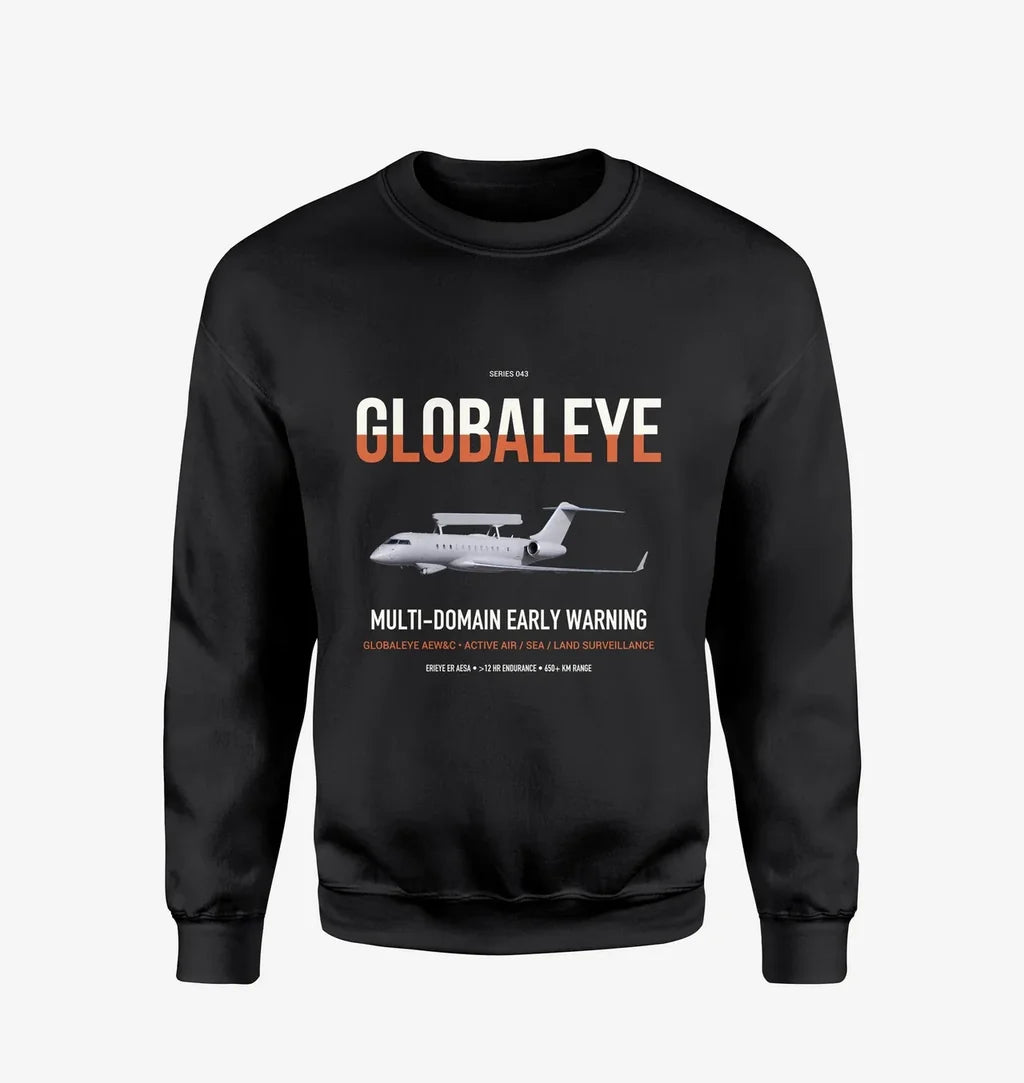 Saab GlobalEye design on black sweatshirt