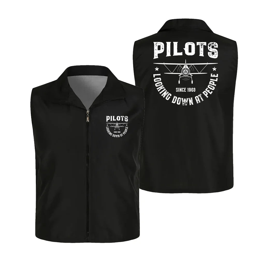 Pilots Looking Down at People Since 1903 Thin Style aviation design printed on lightweight shell with sleeveless design thin.