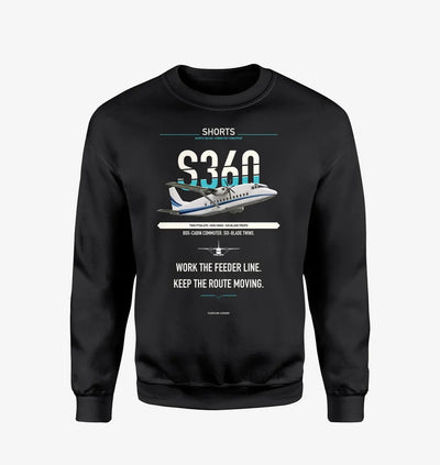 Shorts 360-300 design on black sweatshirt