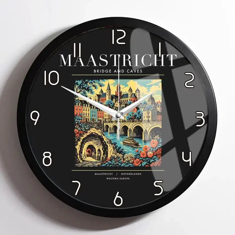 MAASTRICHT - Poster - Wall Clock Framed - Black