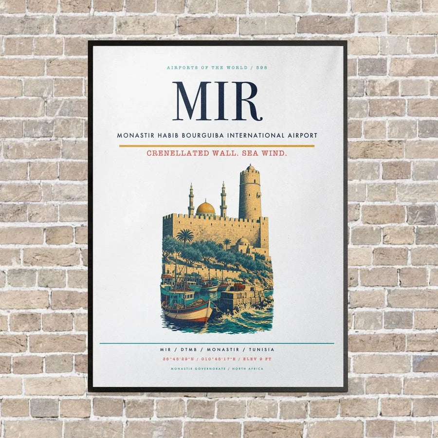 Monastir Habib Bourguiba International Airport MIR vertical canvas print - framed - white background