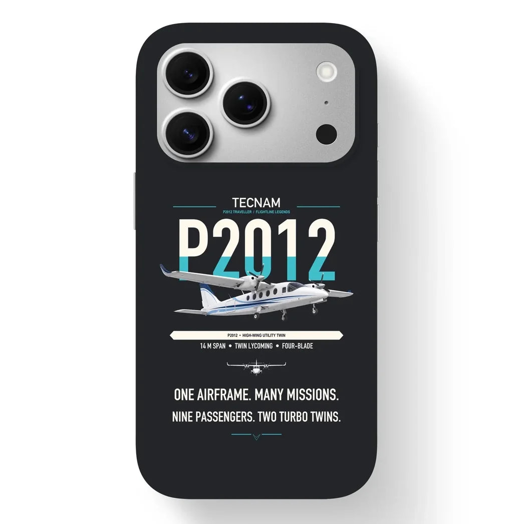 Tecnam P2012 Traveller design on black magsafe iphone case, for iPhone 17 Pro