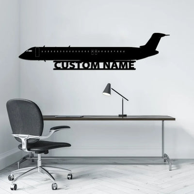 Bombardier CRJ-900 aviation design on durable metal with painted finish metal wall sign.