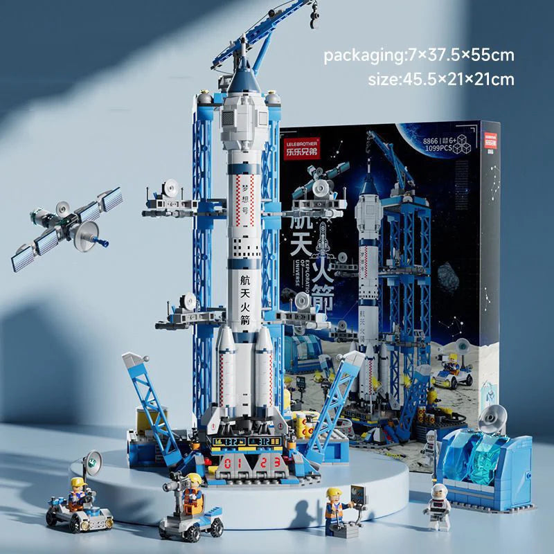 Large 1099pcs 8866 Lego-Compatible Rocket Space Shuttle Launch Center Building Blocks aviation themed Lego-style model aircra.