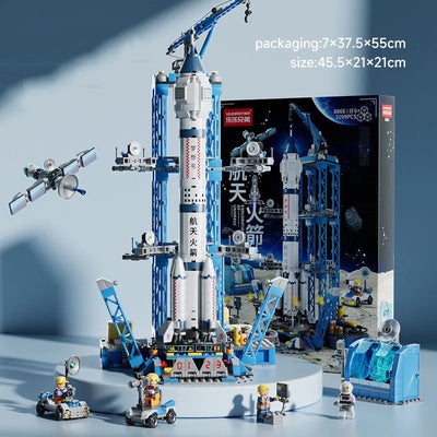 Large 1099pcs 8866 Lego-Compatible Rocket Space Shuttle Launch Center Building Blocks aviation themed Lego-style model aircra.