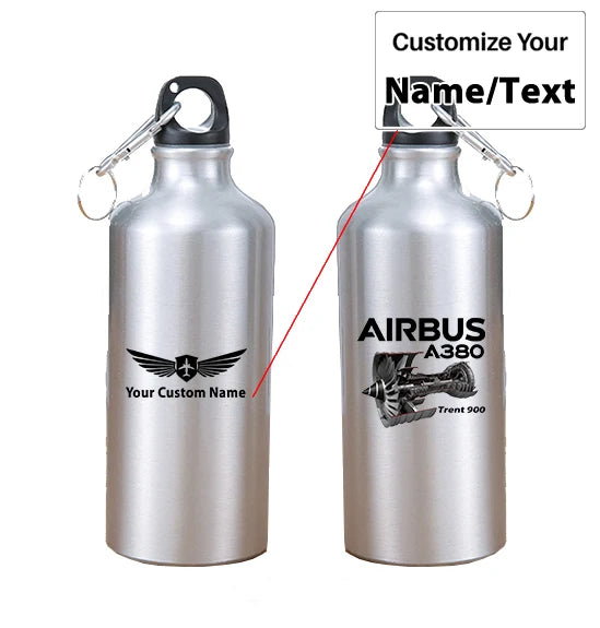 Airbus A380 & Trent 900 Engine aviation design on thermos, vacuum-insulated.