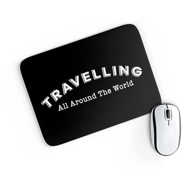 Travelling All Around The World aviation design on neoprene with anti-slip base mouse pad.