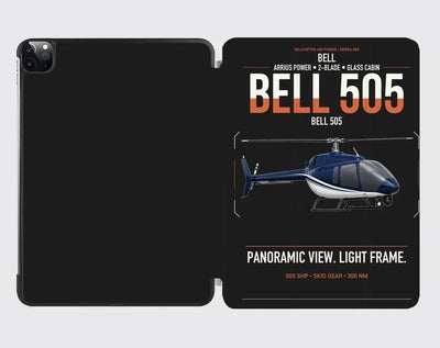 Bell 505 design on black ipad tablet case