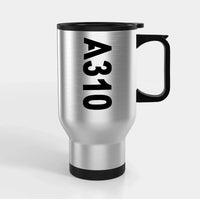 Thumbnail for Airbus A310 Text Side Travel Mugs (With Holder) aviation design on travel mug with holder, insulated double-wall with car-cup.