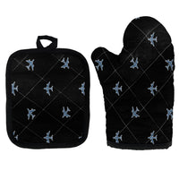 Thumbnail for Nice Airplanes (Black) Kitchen Glove & Holder aviation design on durable fabric with insulated lining kitchen glove holder.