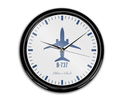 Boeing 737 aviation themed wall clock, premium wood and metal.