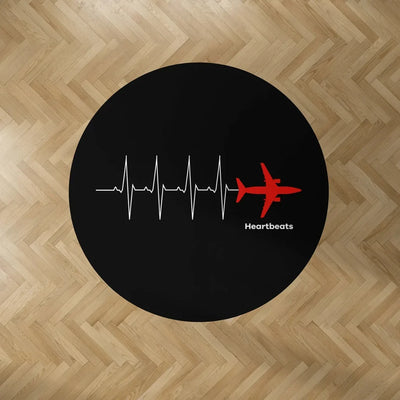 Aviation Heartbeats Carpet & Floor Mats (Round) aviation design on durable carpet pile with non-slip backing round carpet flo.