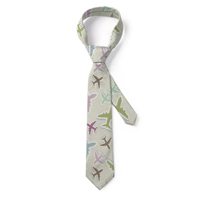 Seamless 3D Airplanes aviation design on premium silk blend tie.