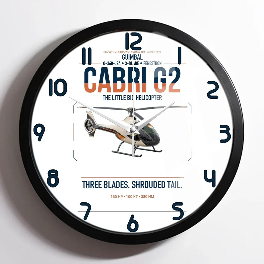 Guimbal Cabri G2 design on white framed wall clock