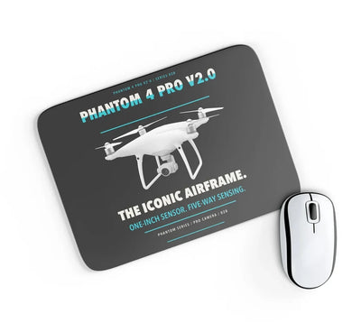 DJI Phantom 4 Pro V2.0 design on black rectangle mouse pad