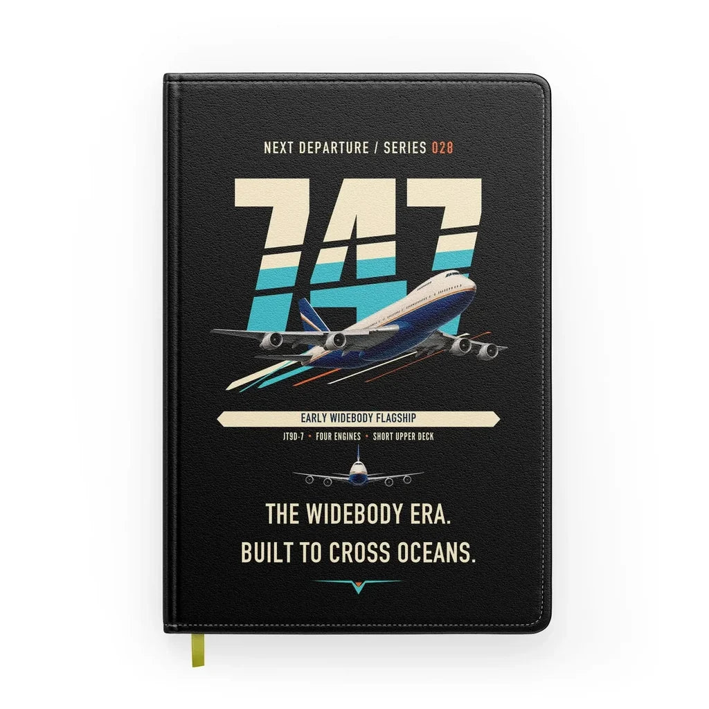 Boeing 747-200B design on black notebook