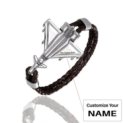 Side view of (Edition 2) Military Aircraft aviation bracelet in polished metal, polished finish.