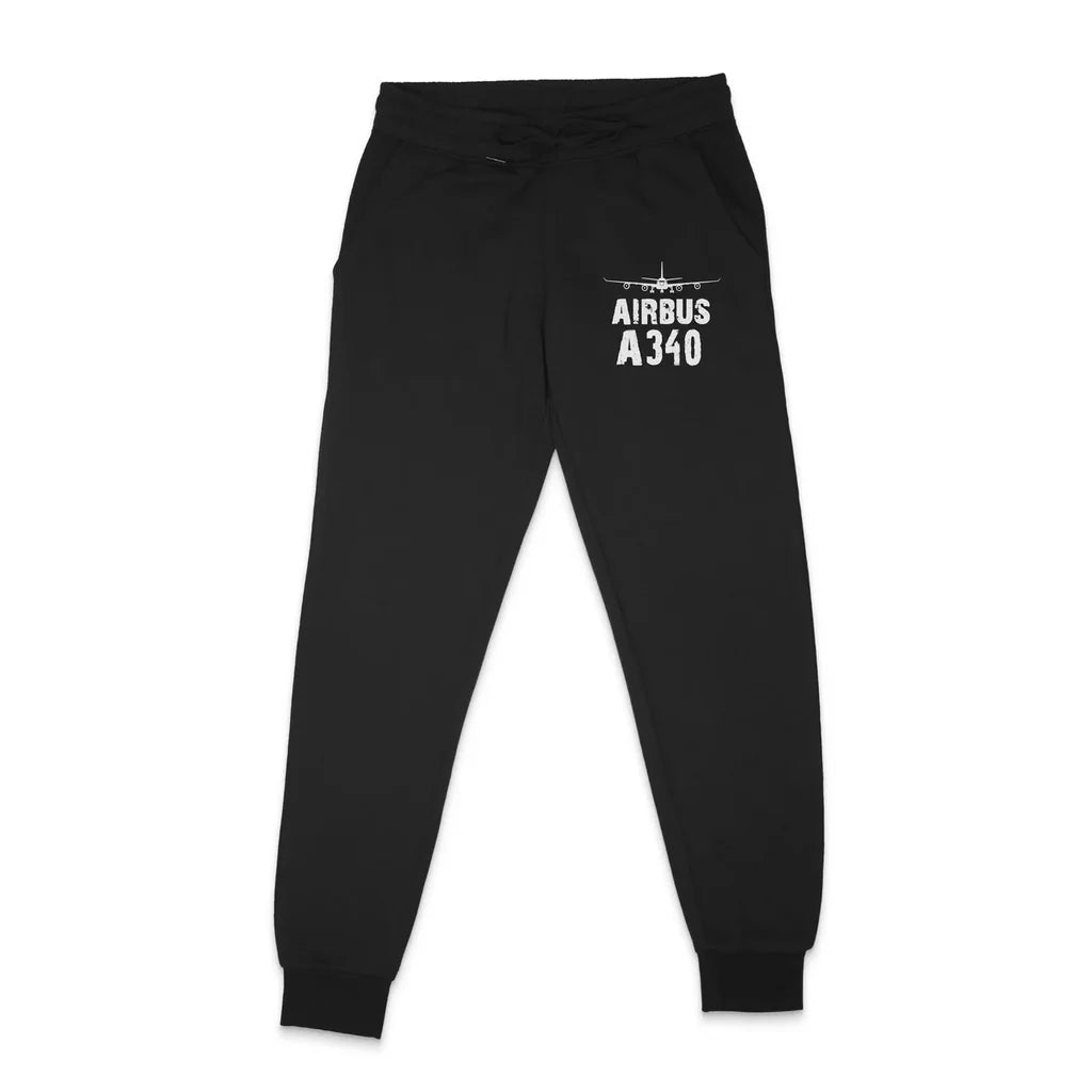 Airbus A340 & Plane aviation design on soft cotton blend sweatpants.