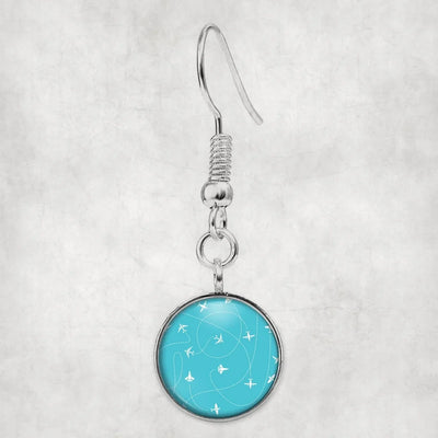 Travel The World By Plane aviation-themed earrings, polished hypoallergenic alloy.