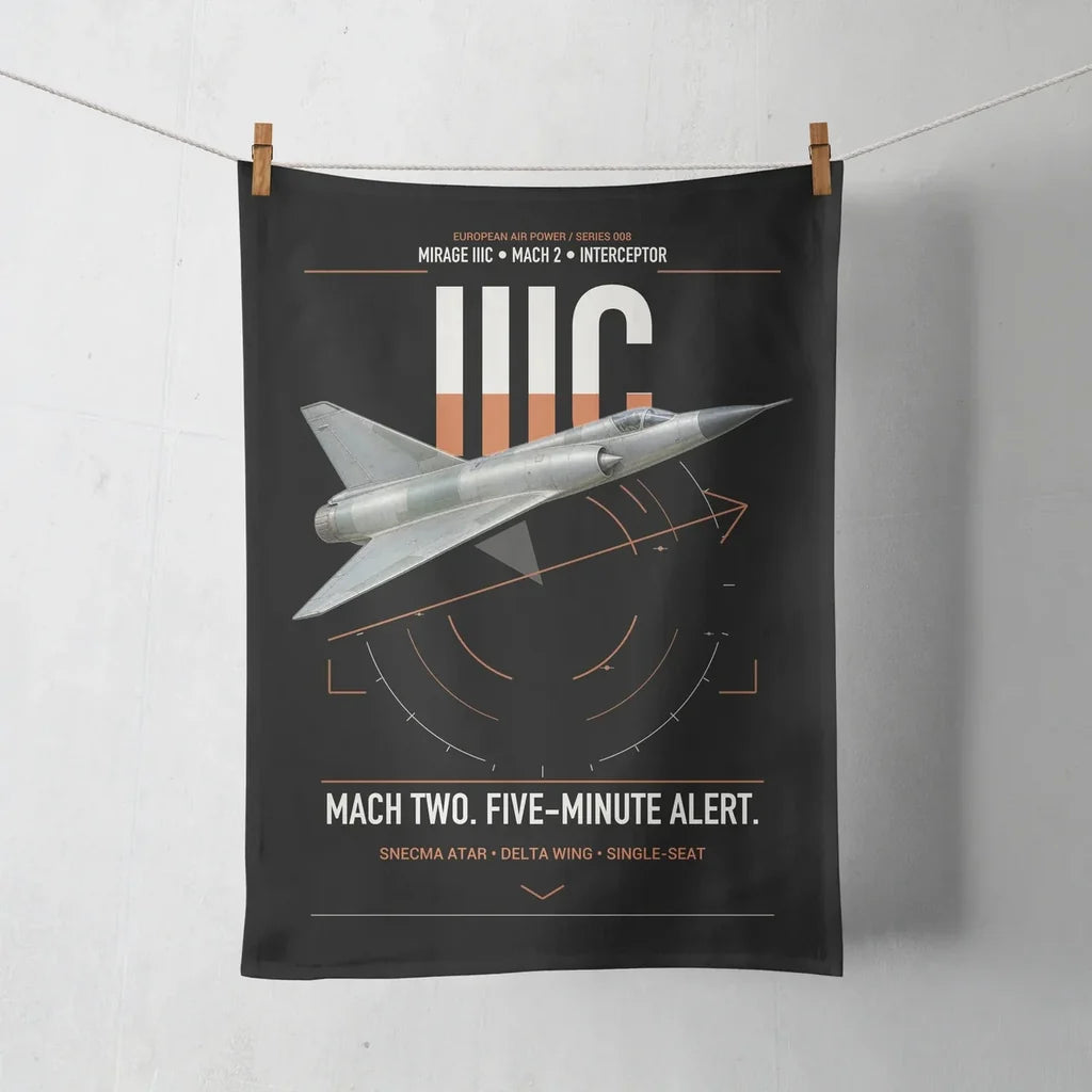 Dassault Mirage IIIC design on black towel