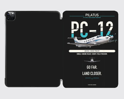 Pilatus PC-12 PRO design on black ipad tablet case