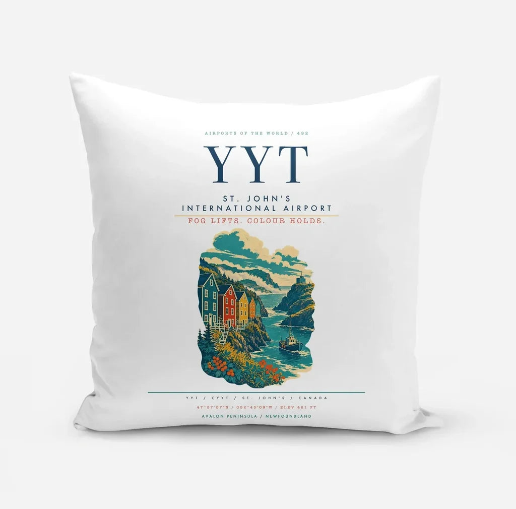 St. John's International Airport (YYT) design on white pillow