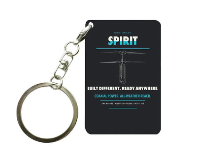 Ascent AeroSystems Spirit Key Chain design on black key chain