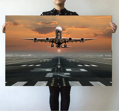 Aircraft Departing from RW30 aviation themed poster, premium poster paper.