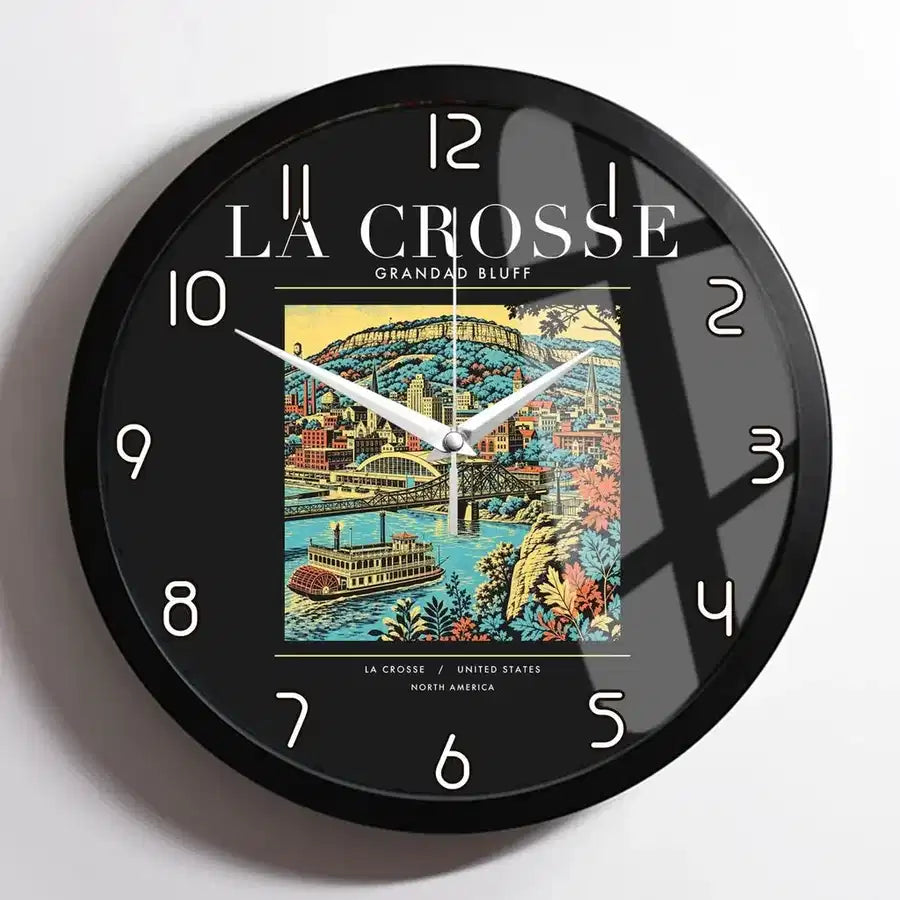 LA CROSSE - Poster - Wall Clock Framed - Black