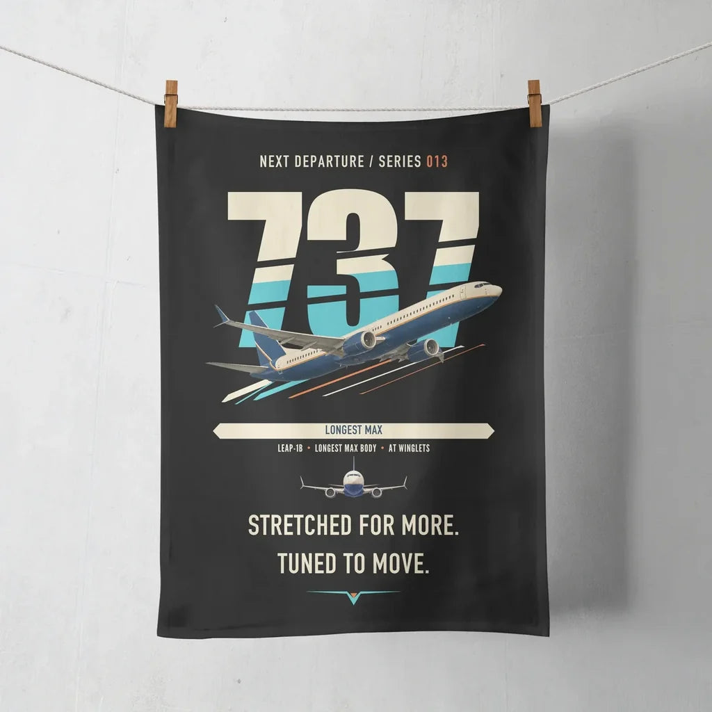 Boeing 737 MAX 10 design on black towel
