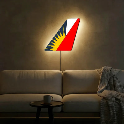 Philippine Airlines aviation design on durable metal with LED aircraft tail wall art.