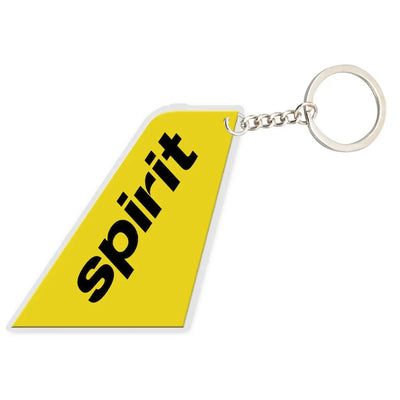 Spirit Airlines aviation aircraft-tail key chain, acrylic body, metal ring.