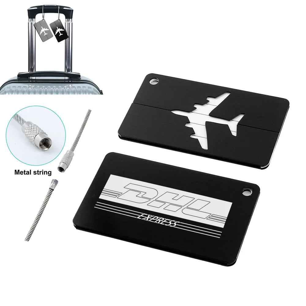 DHL Aviation Aluminum Luggage tag in black