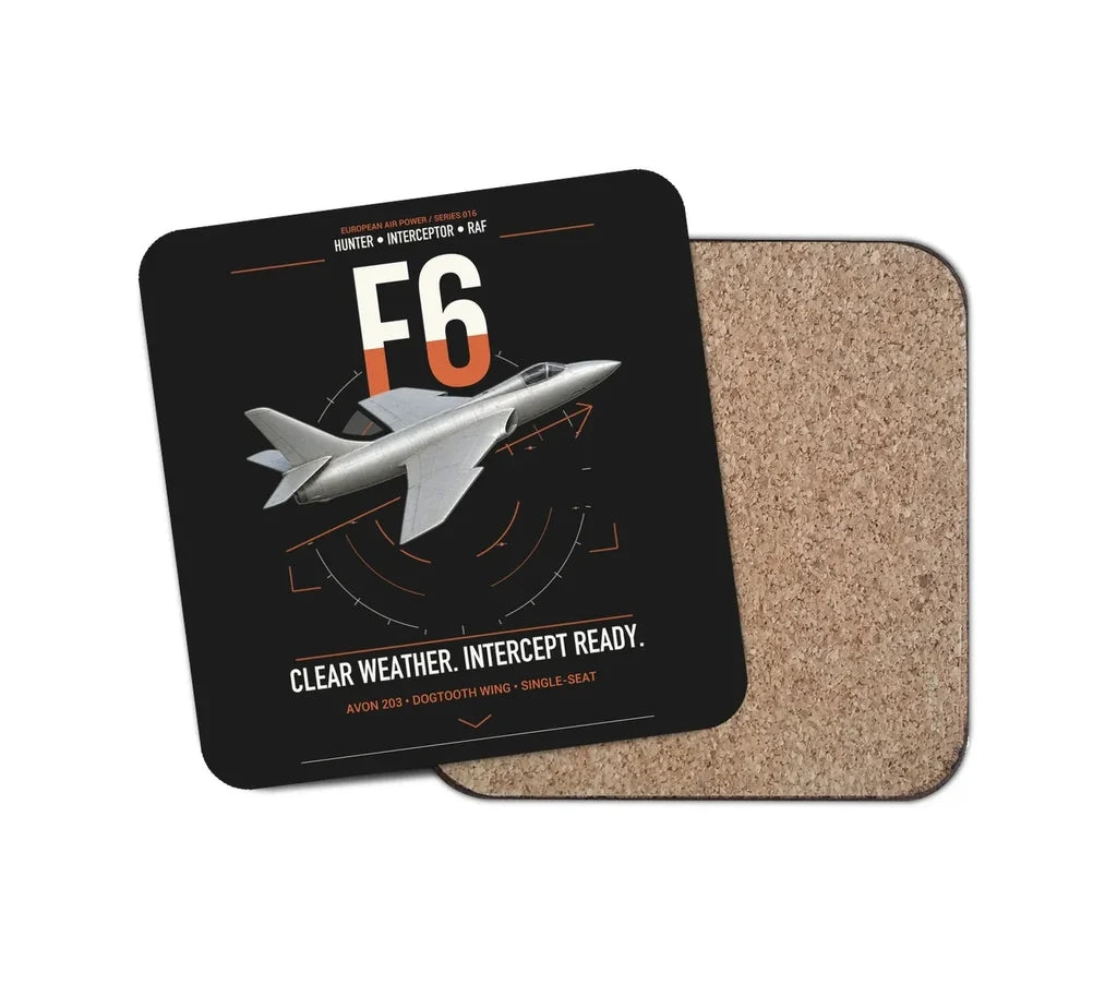 Hawker Hunter F6 design on black 1 piece coaster