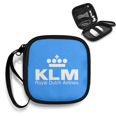 KLM Royal Dutch Airlines Portable aviation portable headphone bag in padded polyester.