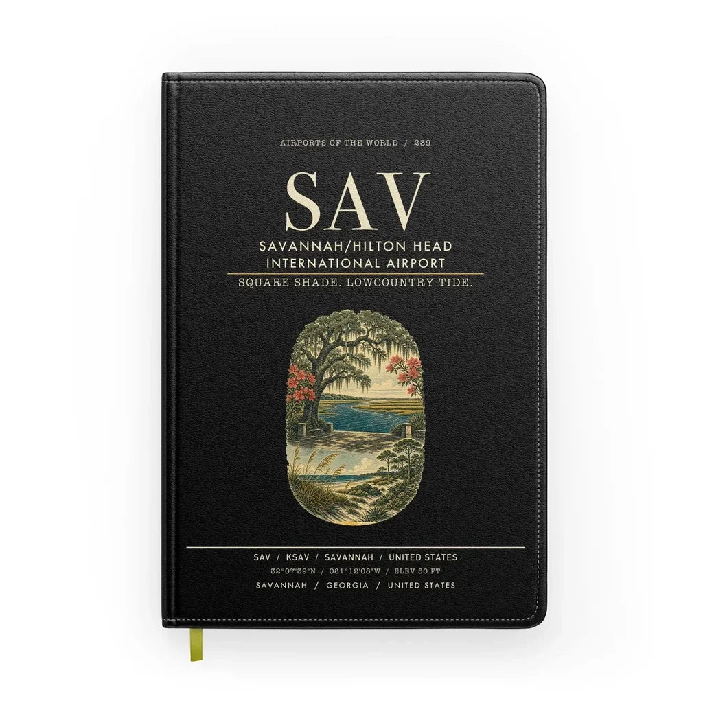 Savannah-Hilton Head International Airport (SAV) design on black notebook